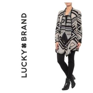 Lucky Brand Drape Front Intarsia Cardigan Size: Small